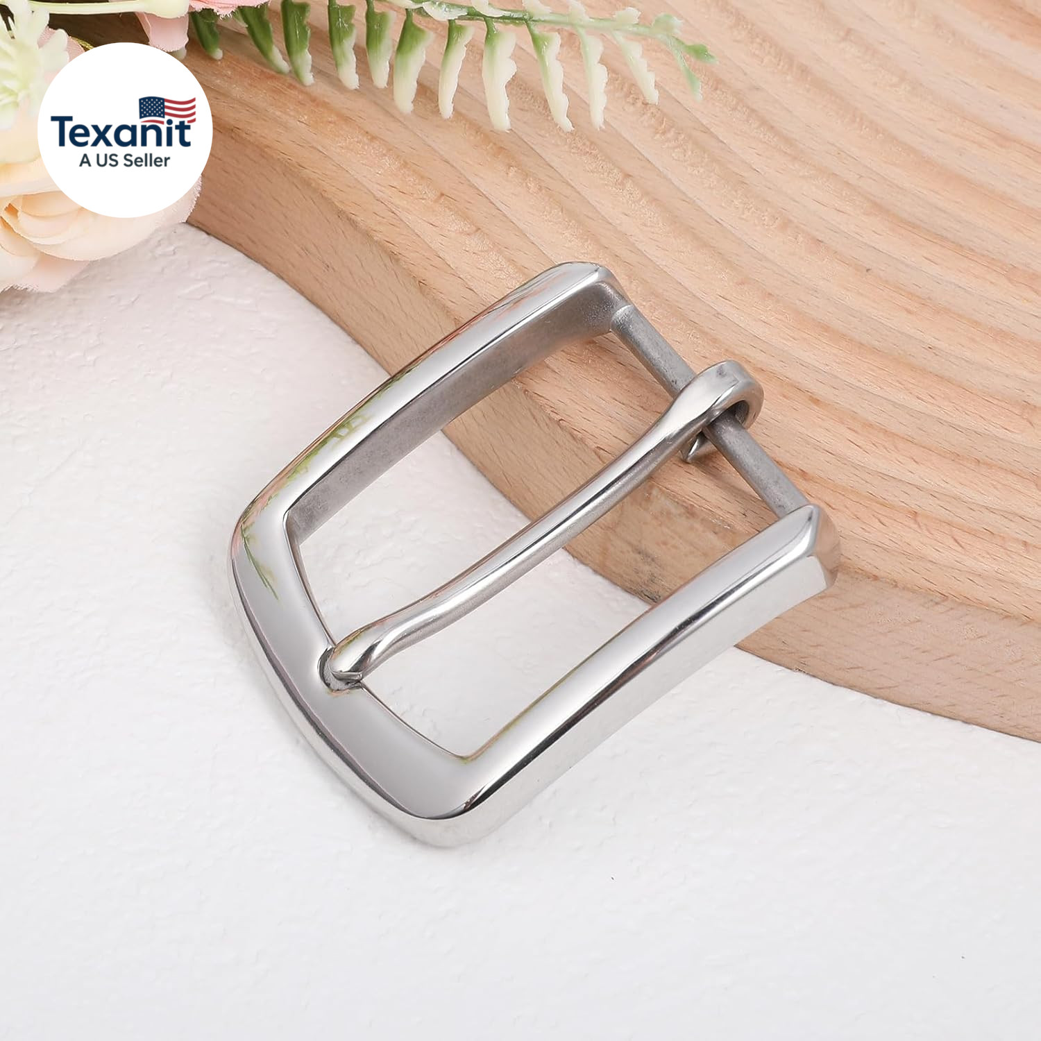 Silver Belt Buckle, 1.5 Inch Belt Buckles for Men, Stainless Steel Single Prong