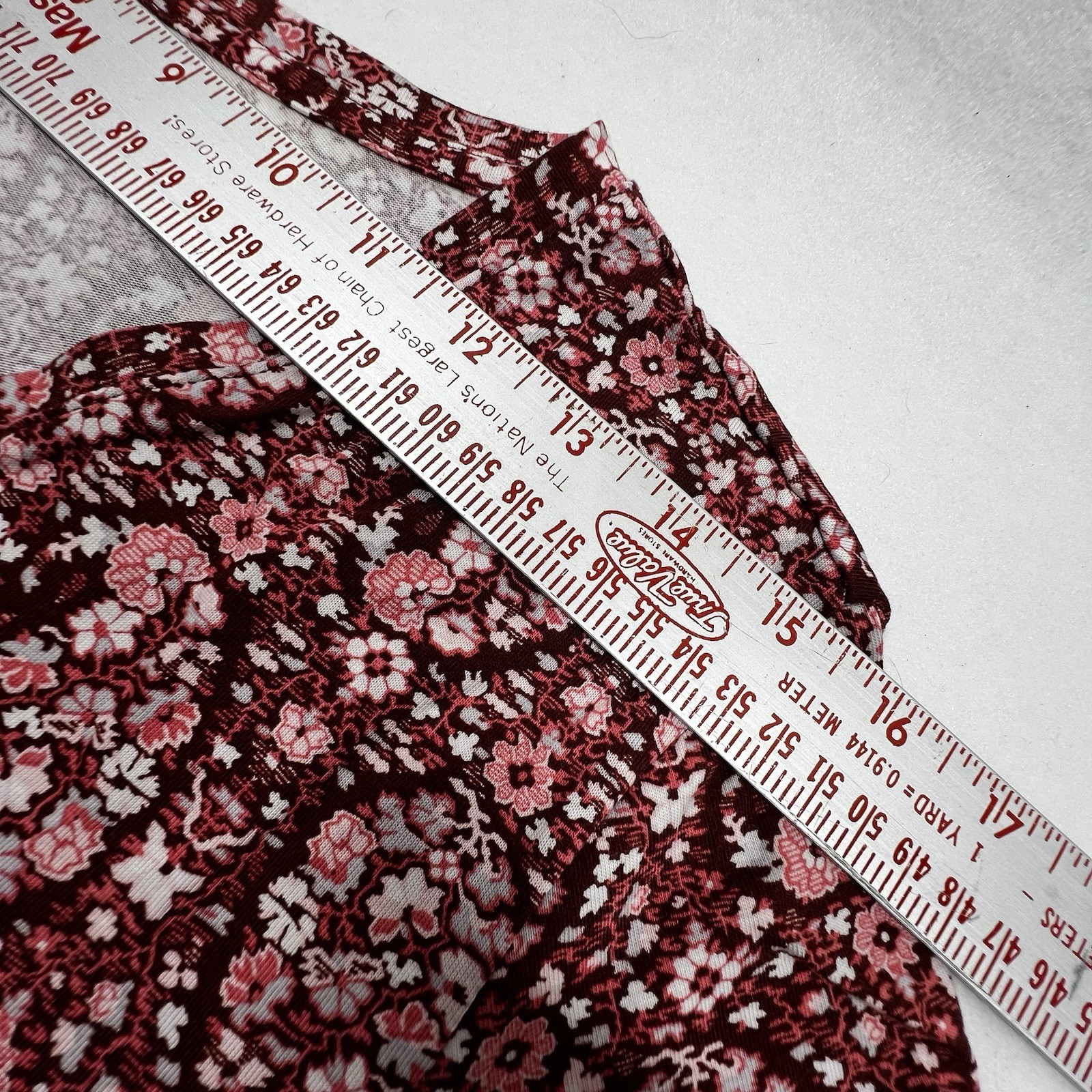 Lands End 100% Cotton M (10-12) Long Sleeve V Neck Pink/Burgundy Floral Top