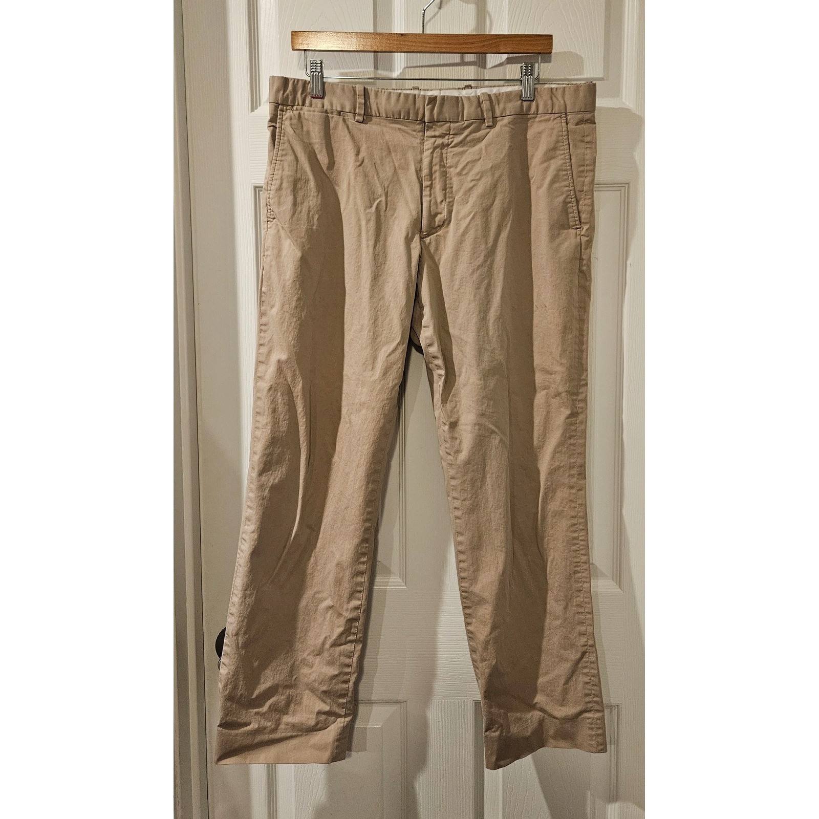 Theory Marlo Dress Pants Men 34×30 Beige Cotton Blend Flat Front Business Casual