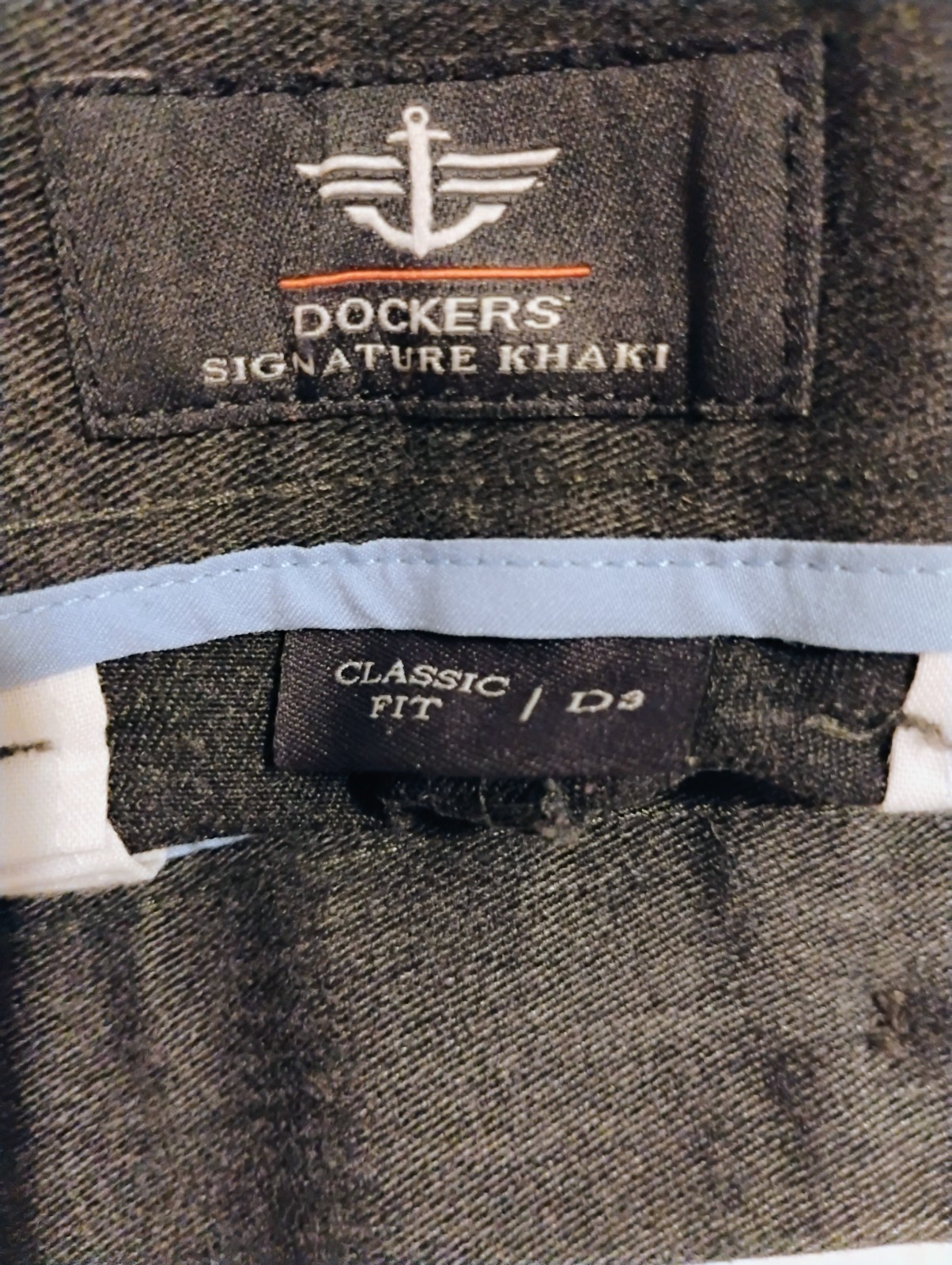 Dockers Signature Khaki Gray Twill Pants 34W Classic Fit Straight