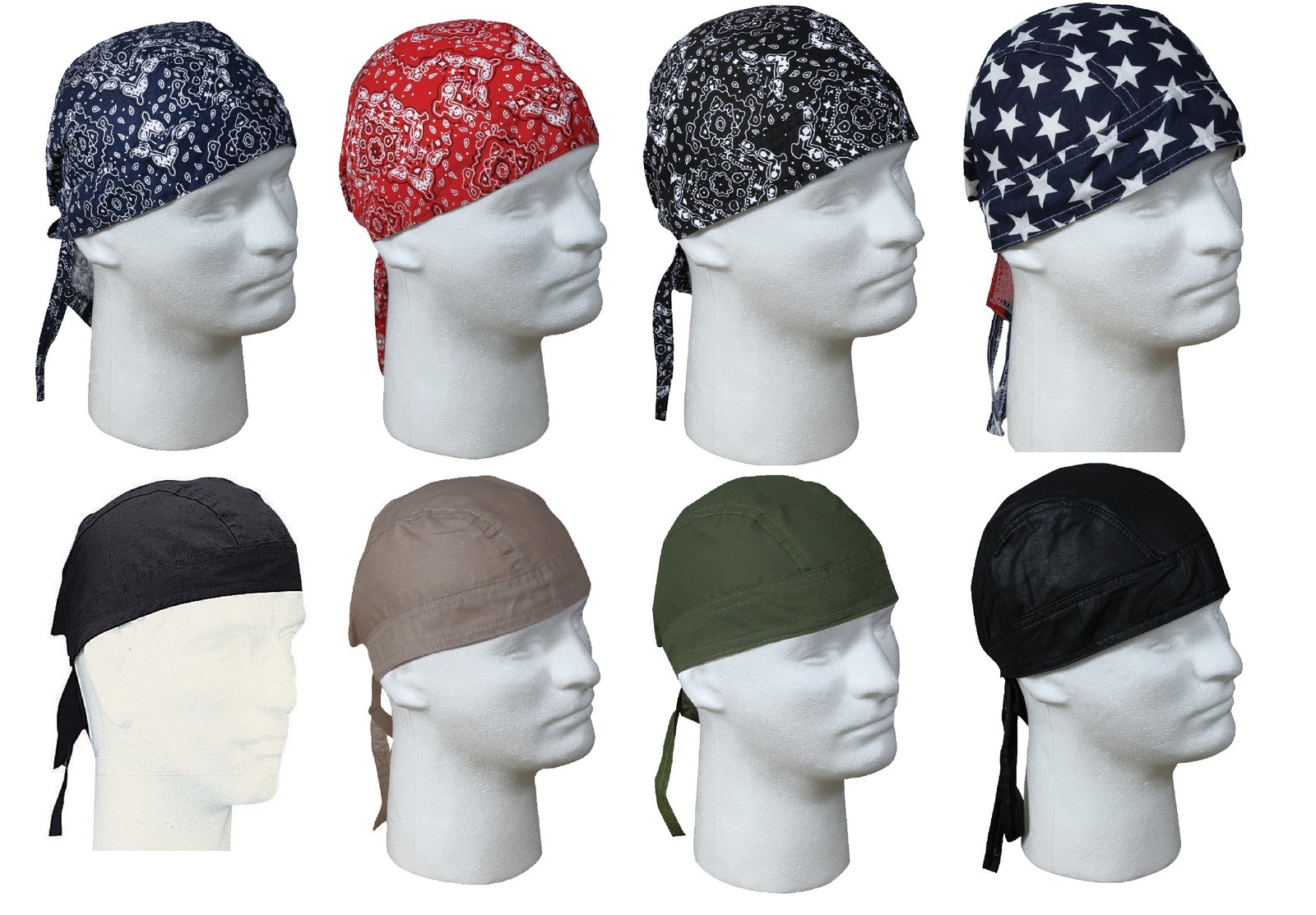 Headwraps – Cotton Fitted Bandana Do-Rags Biker Doo Rag Skully Helmet Liners