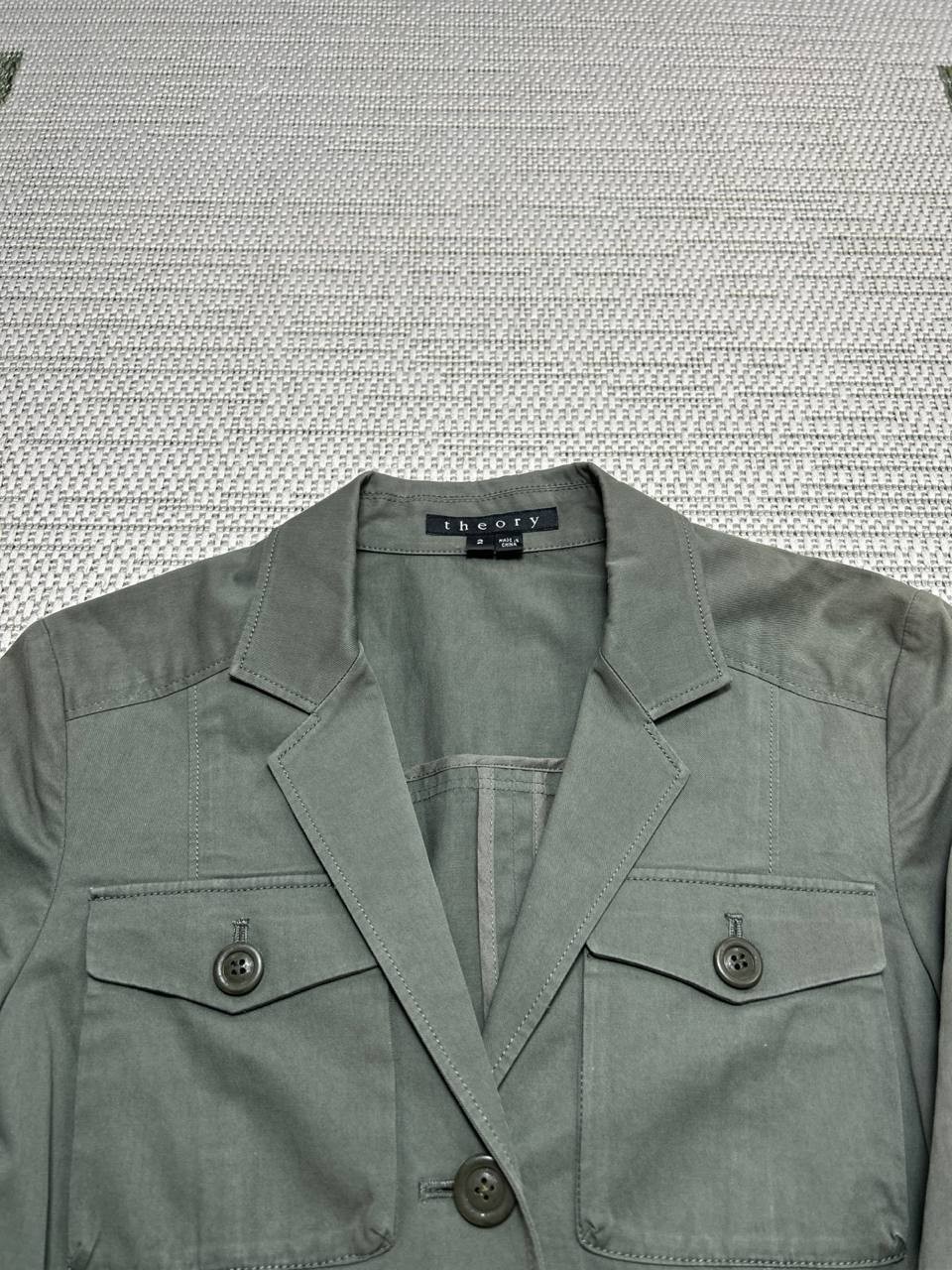 Theory Jacket Womens 2 Green Cotton Pea Coat