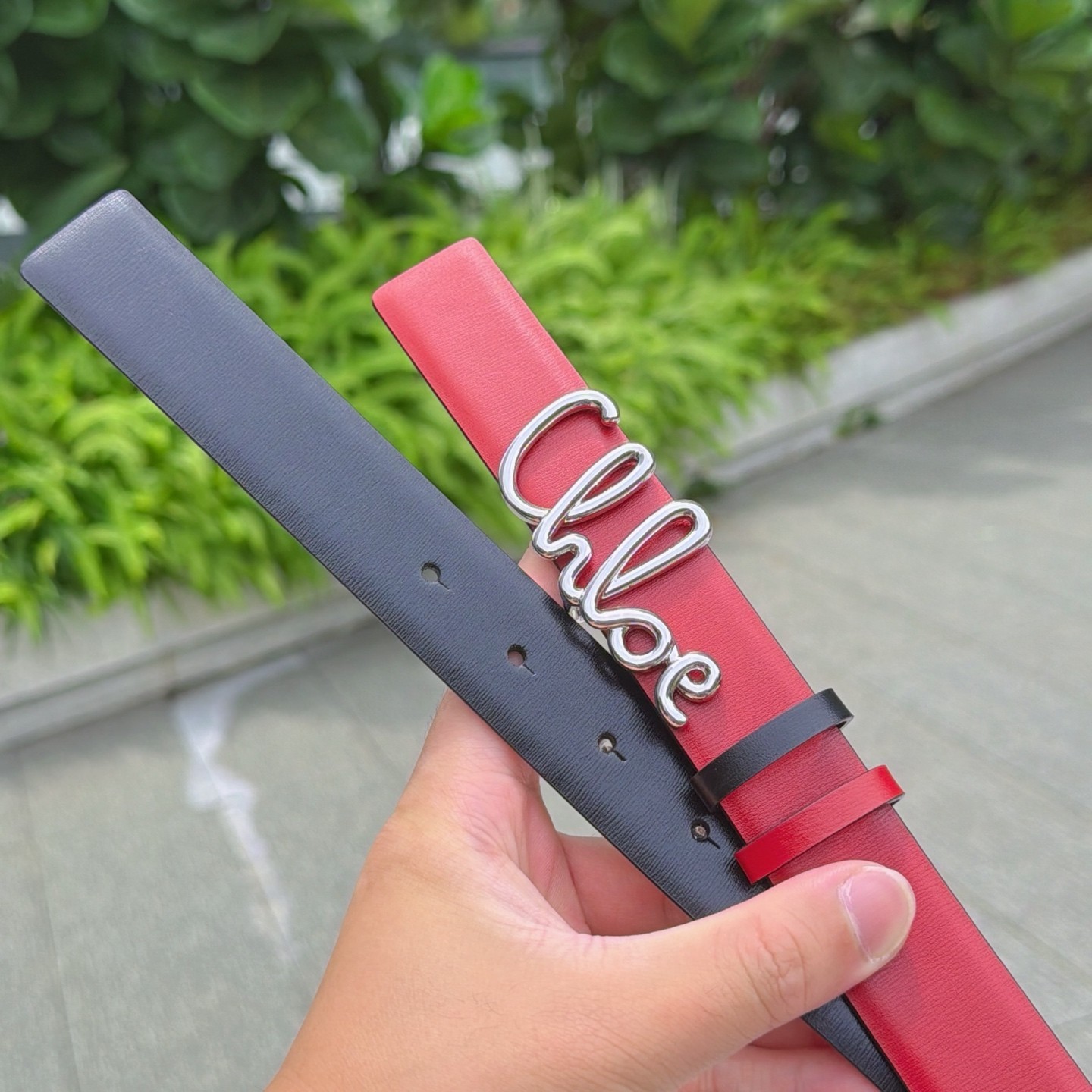 Chloe Red leather belt