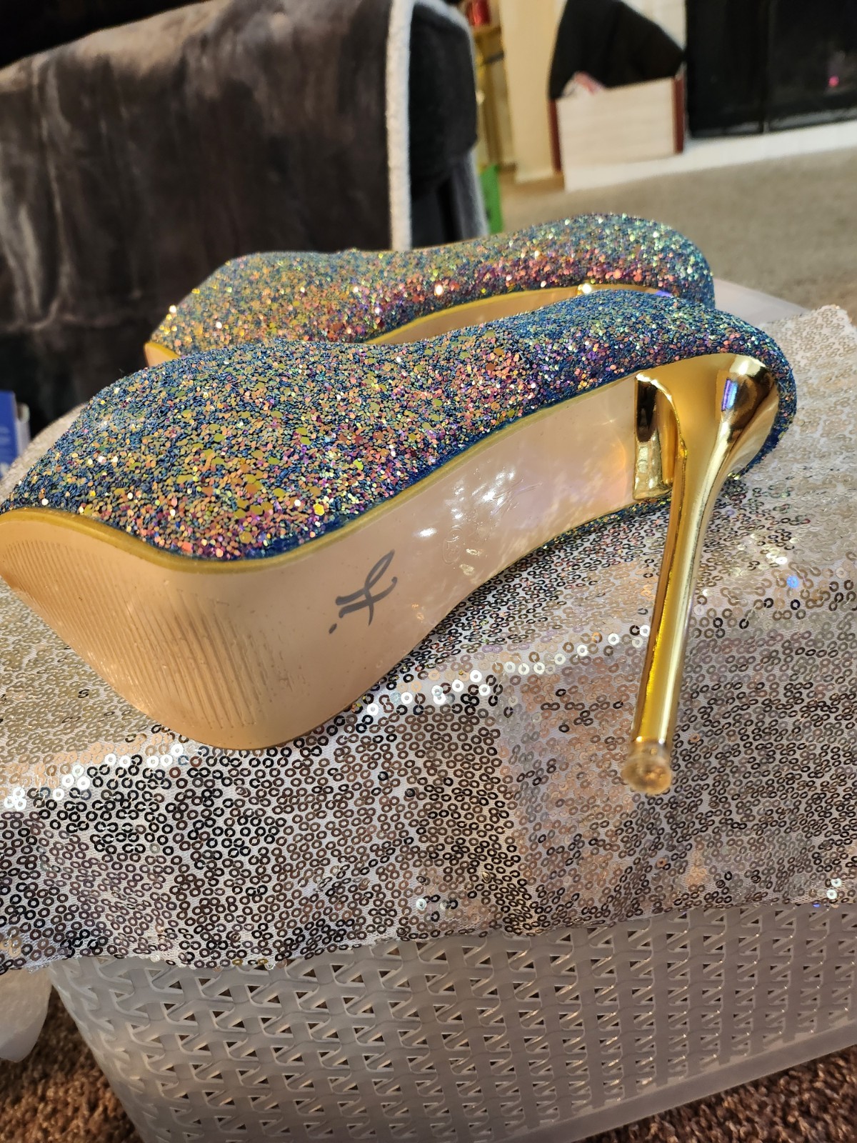 Women Mens Glitter Platform Stilettos Heels Cross Dresser Size 6.5 Womens EU 37