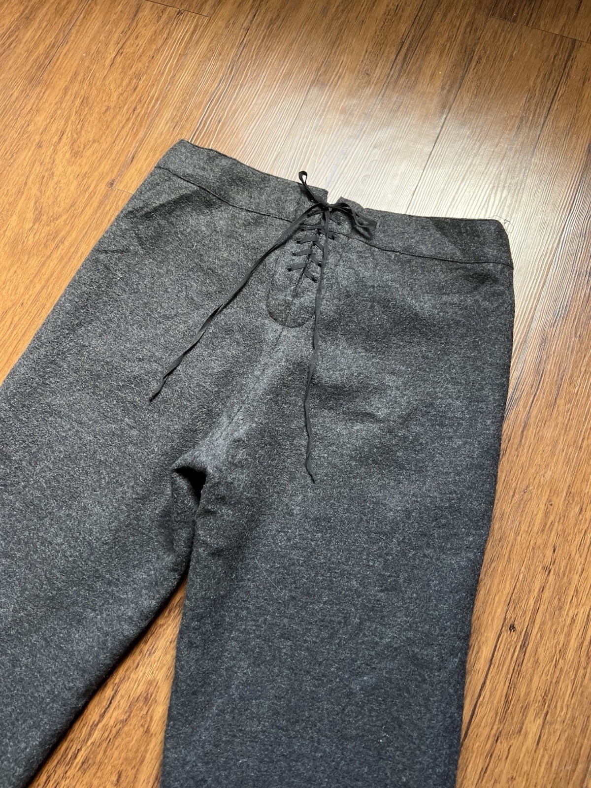 Vintage Marc Jacobs Pants 4 Gray Snap Button Sailor Lace Up 100% Wool Y2K Office