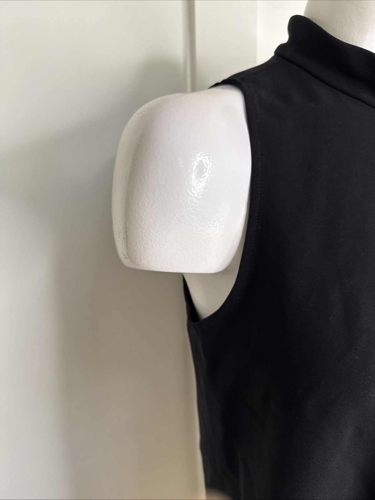 Theory Womens Size S Black High Neck Sleeveless Tunic Blouse Back Zip