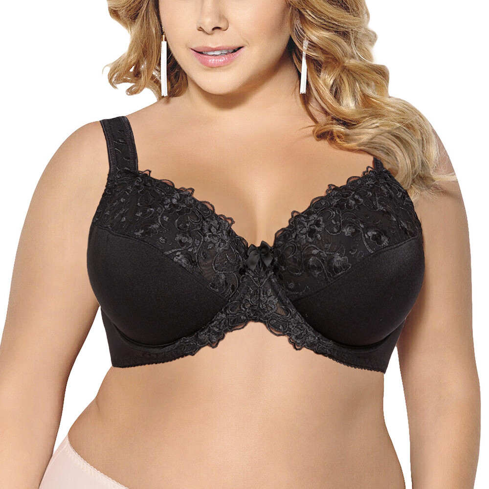 32-54C-J Plus Size Bra Full Coverage Underwire Wide Strap Soft Cup Support Panel