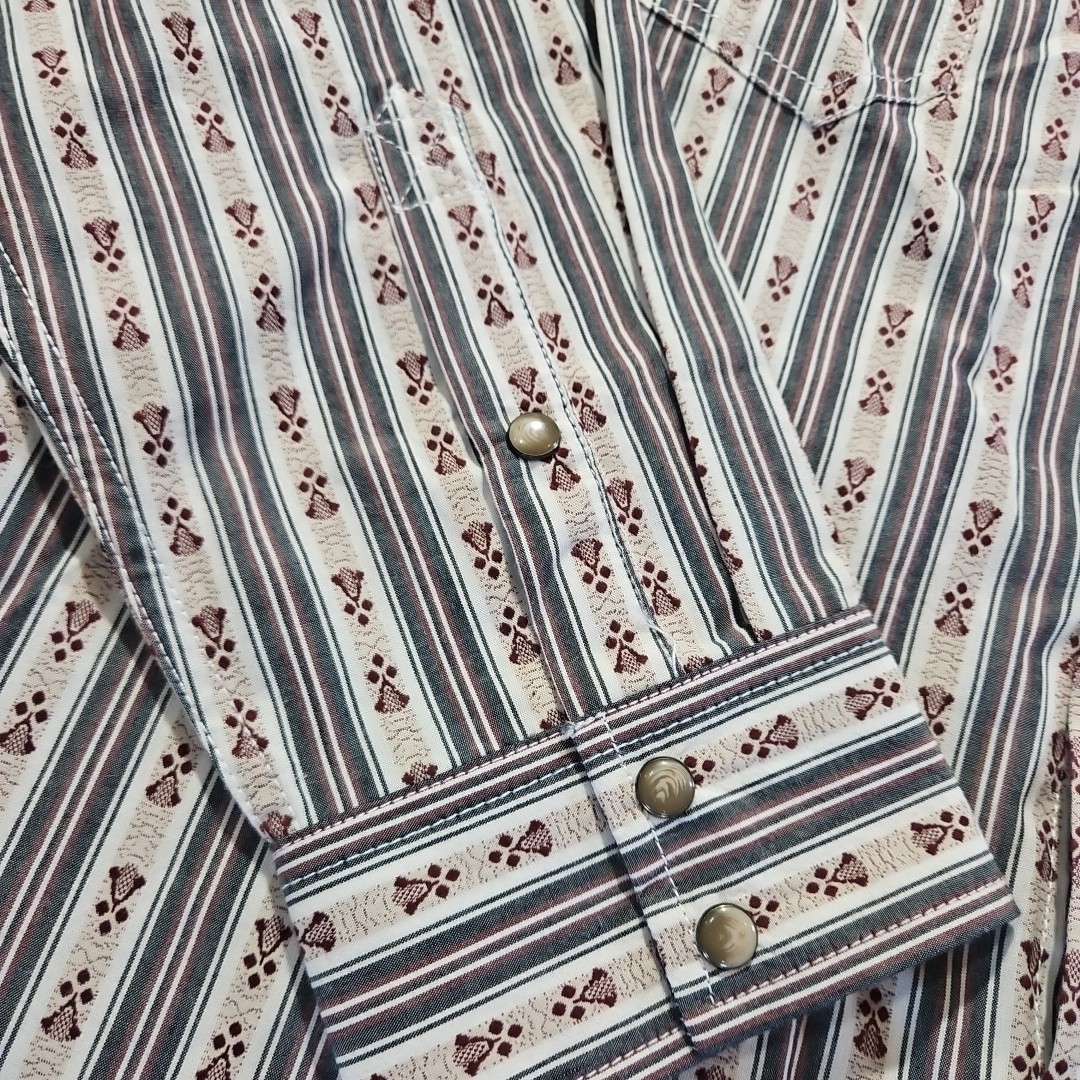 MOON SHINE SPIRIT 100% COTTTON WESTERN SHIRT LEAF PRINT STRIPE PEARL SNAP SZ Xl