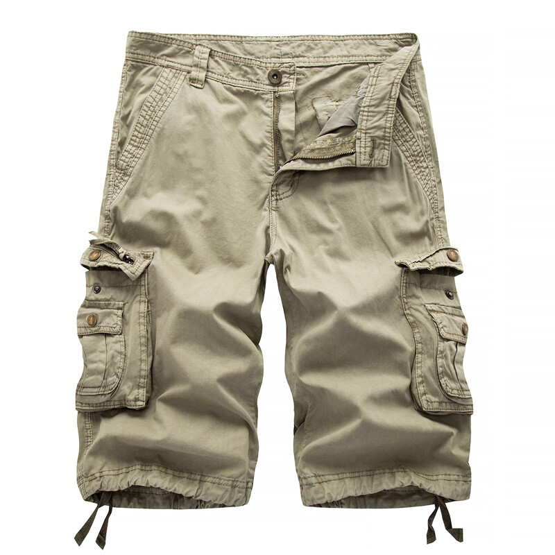 Mens Casual Solid Cargo Shorts Multi Pockets Washed Lounge 30 31 32 34 36 38-48