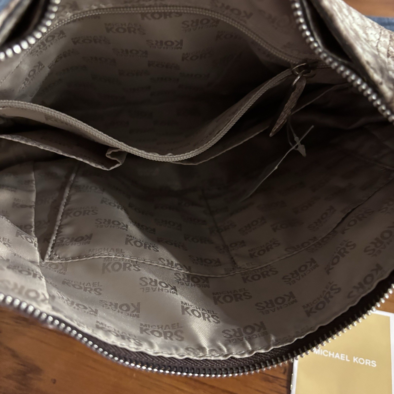 NWT Michael Kors Fulton Medium Top Zip Shoulder Bag, python leather exterior