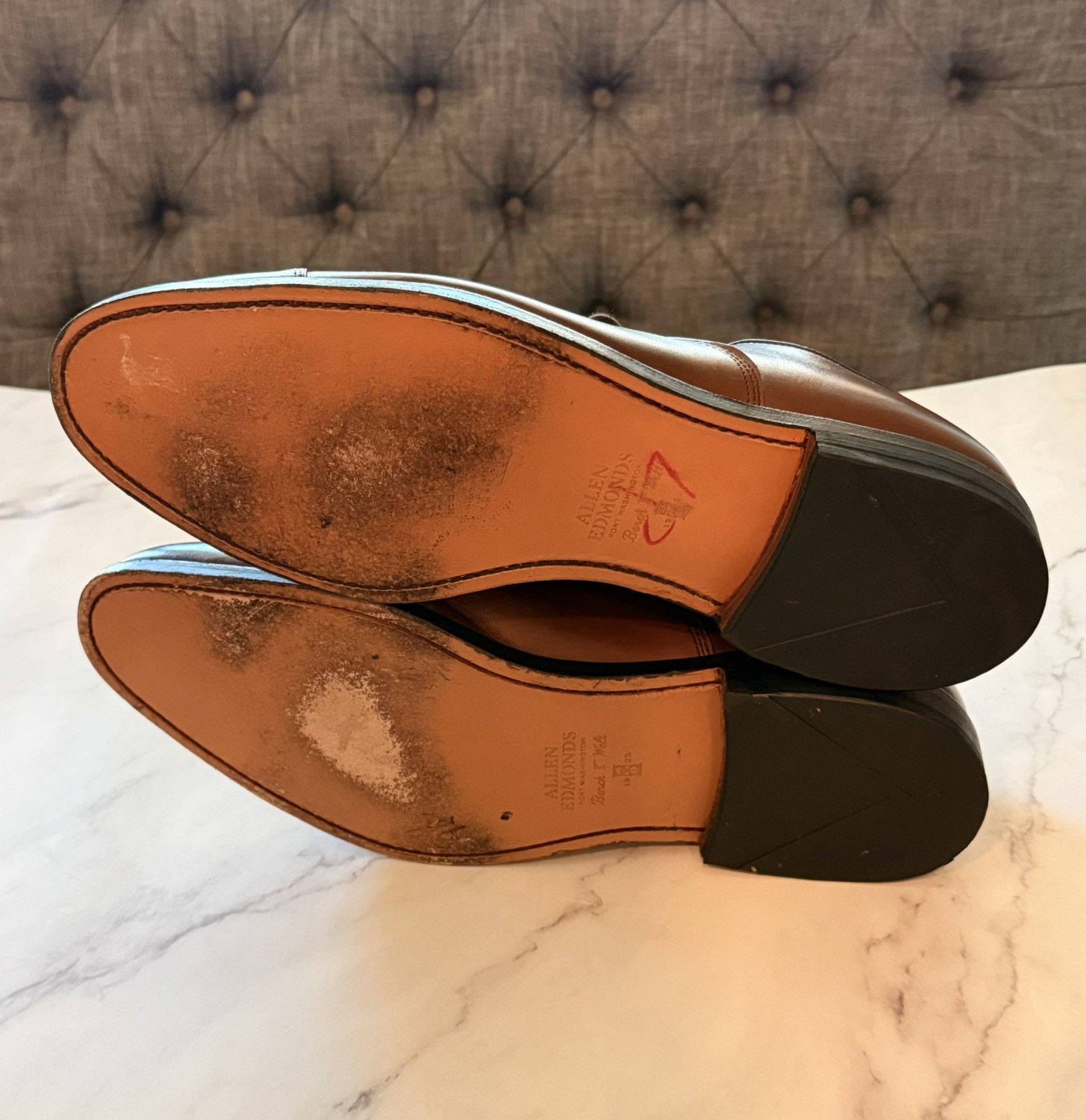 ALLEN EDMONDS Park Avenue Cap-Toe Oxfords 14 EEE Brown Leather Dress Shoes 2179