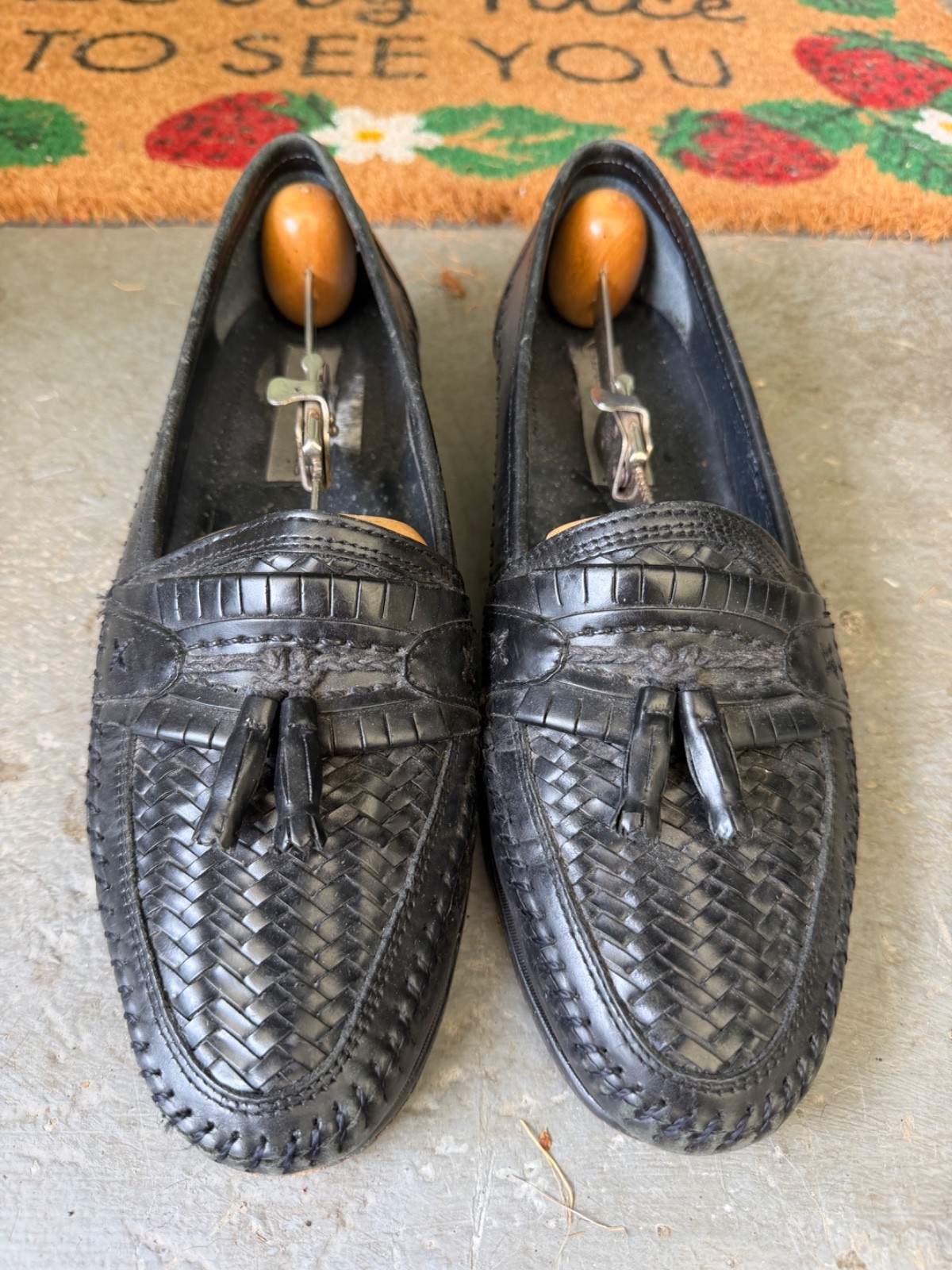 STACY ADAMS® Men’s Black Tasseled Woven Leather Loafers ~ US 10M! ~