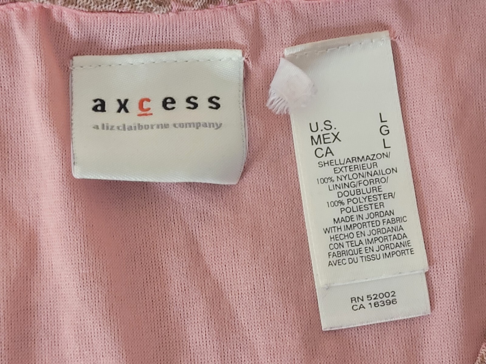 Axcess Liz Claiborne Women’s Large Paisley Sleeveless Lined Sheer blouse Pink