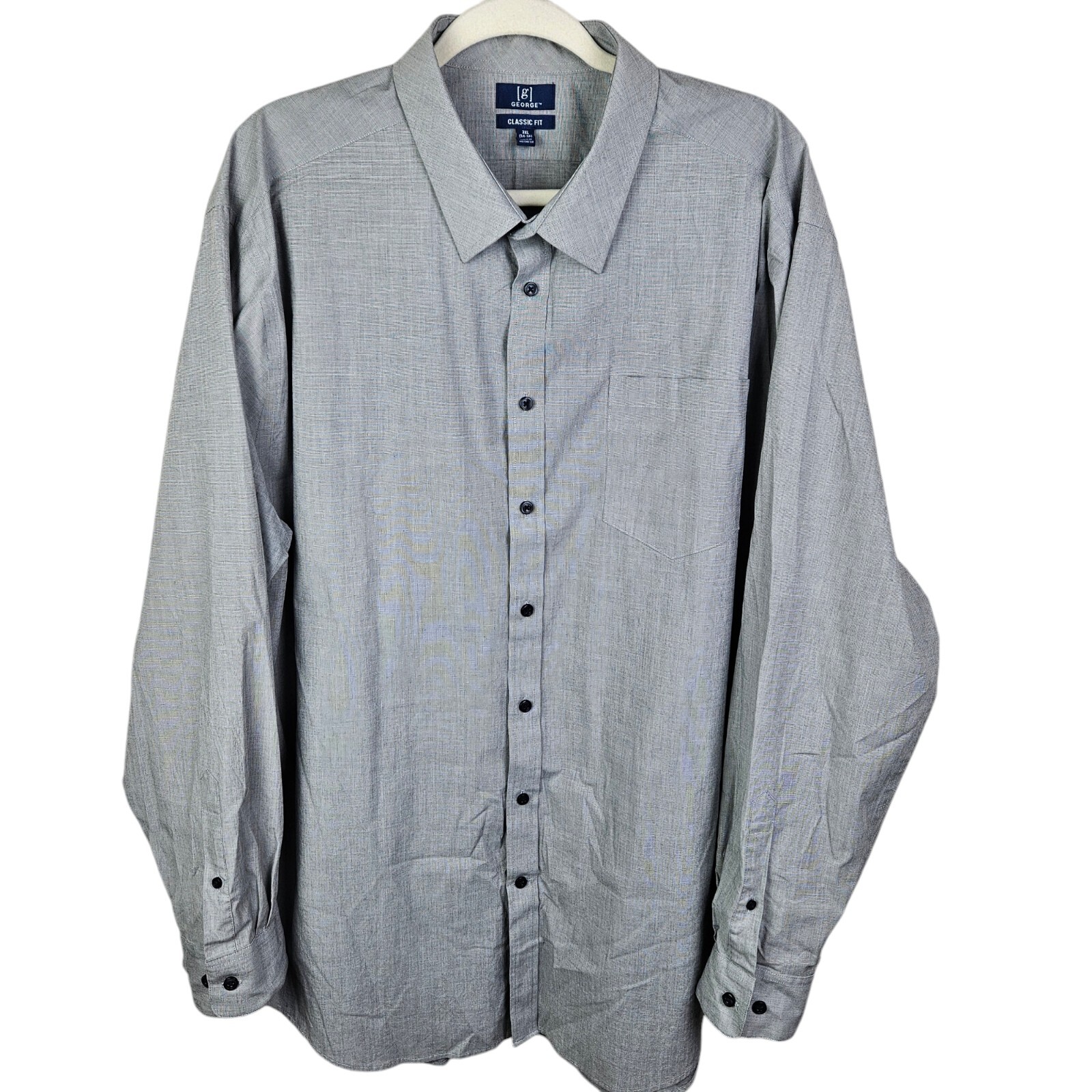 [g] George Classic Fit Button-Up Shirt Men’s Size 3XL Long Sleeve Oxford Gray