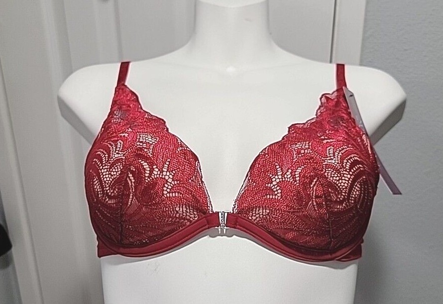 Adored By ADORE ME Red Layla PushUp Bra Padded Lace 32 34 36 38 40 DD D C B A