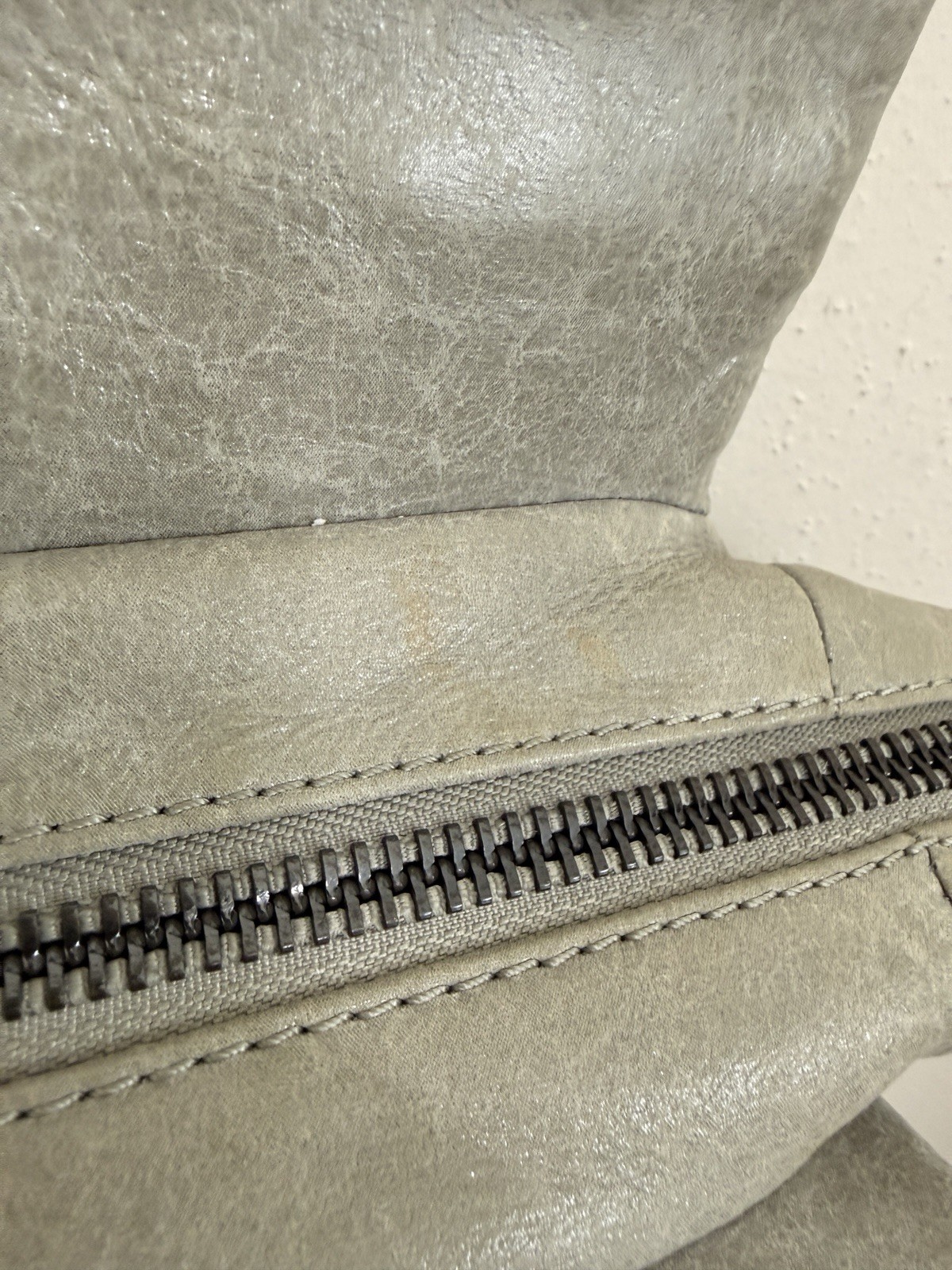 Botkier Trigger Satchel Shoulder Bag Purse Gray Leather Studs Zippers Moto