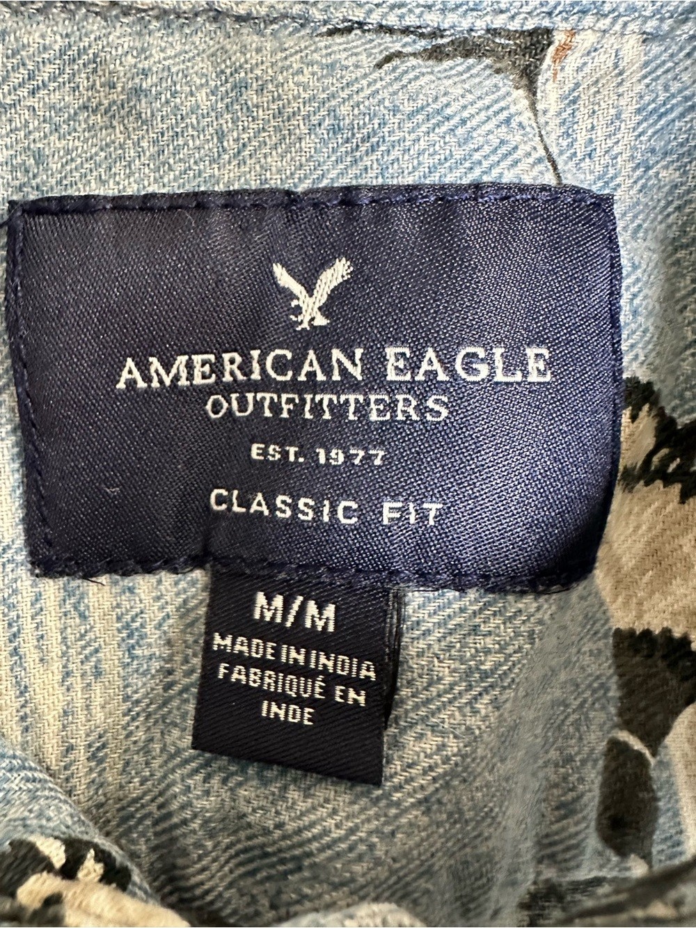 American Eagle Duck Hunting Long Sleeve Button Up Shirt 100% Cotton Size M
