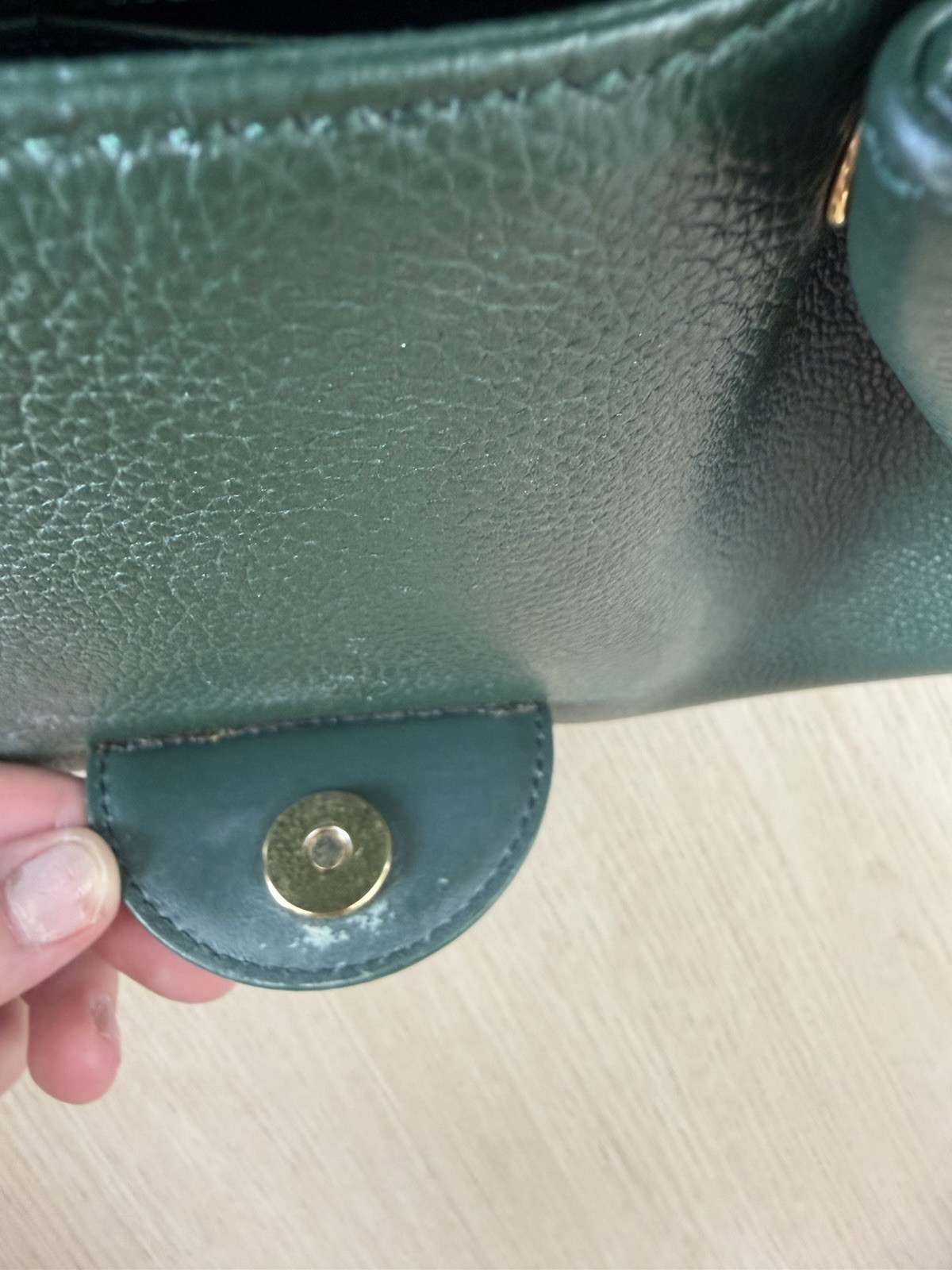 Polene Numéro Un Leather Suede Trim Handle Bag Forest Green