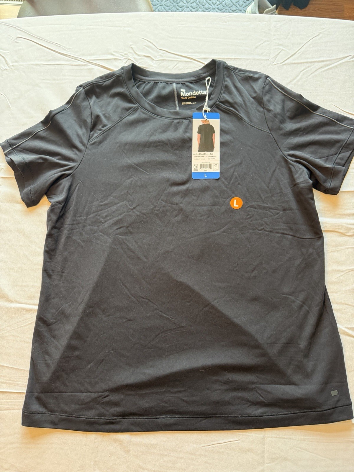 Mondetta World Outfitter Women’s Active Stretch Short Sleeve Tee Shirt Black-NWT