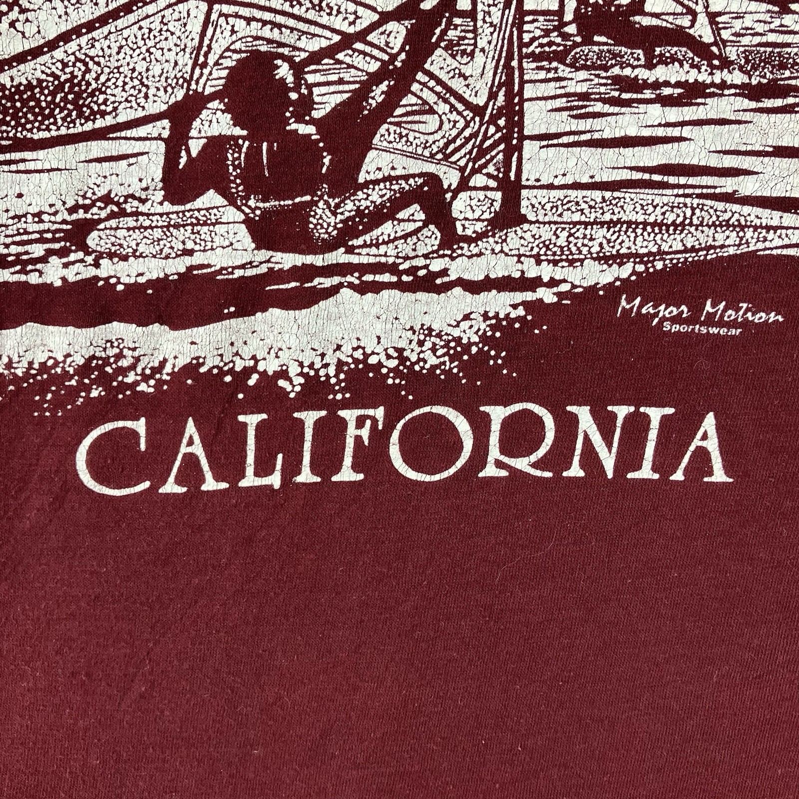Vintage 1970s San Diego Beach California T Shirt XL Sailboats Sailing Very Thin