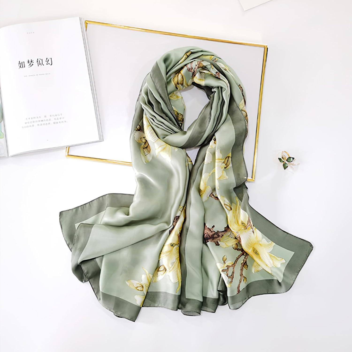 vimate 100% Large Silk Feeling Scarf-Women’s Fashion Long Mulberry Silk Satin Ne