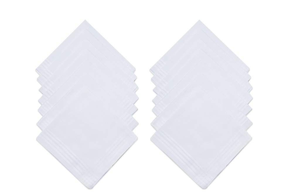 JukLoos Women’s White Handkerchiefs,100% Soft Cotton Small, 12 Pack(white)