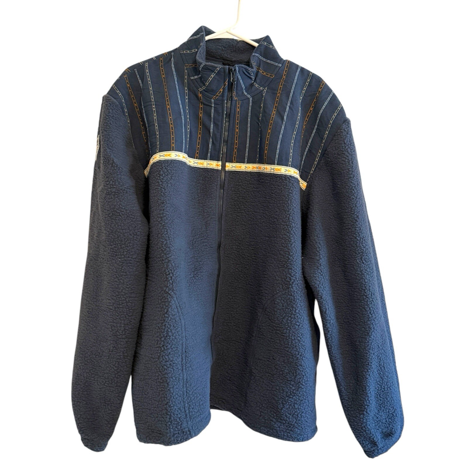 PrAna Hurricane FZ Fleece Jacket Unisex Stormy Night Blue Geometric Size XL NWT