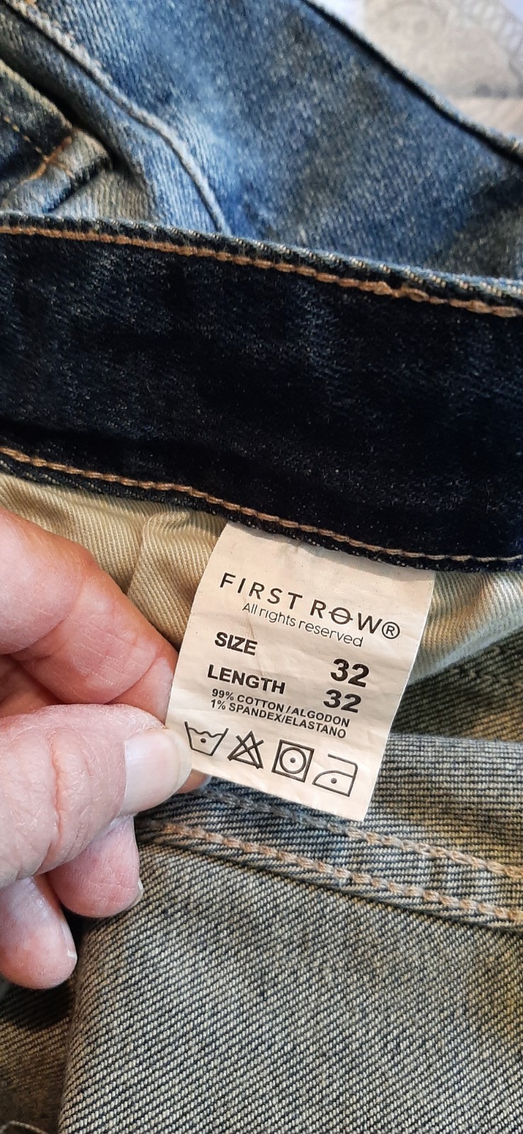 First Row Jeans Men 32/32 Distressed Patches Skinny Hip Hop Skater Streetwear B2