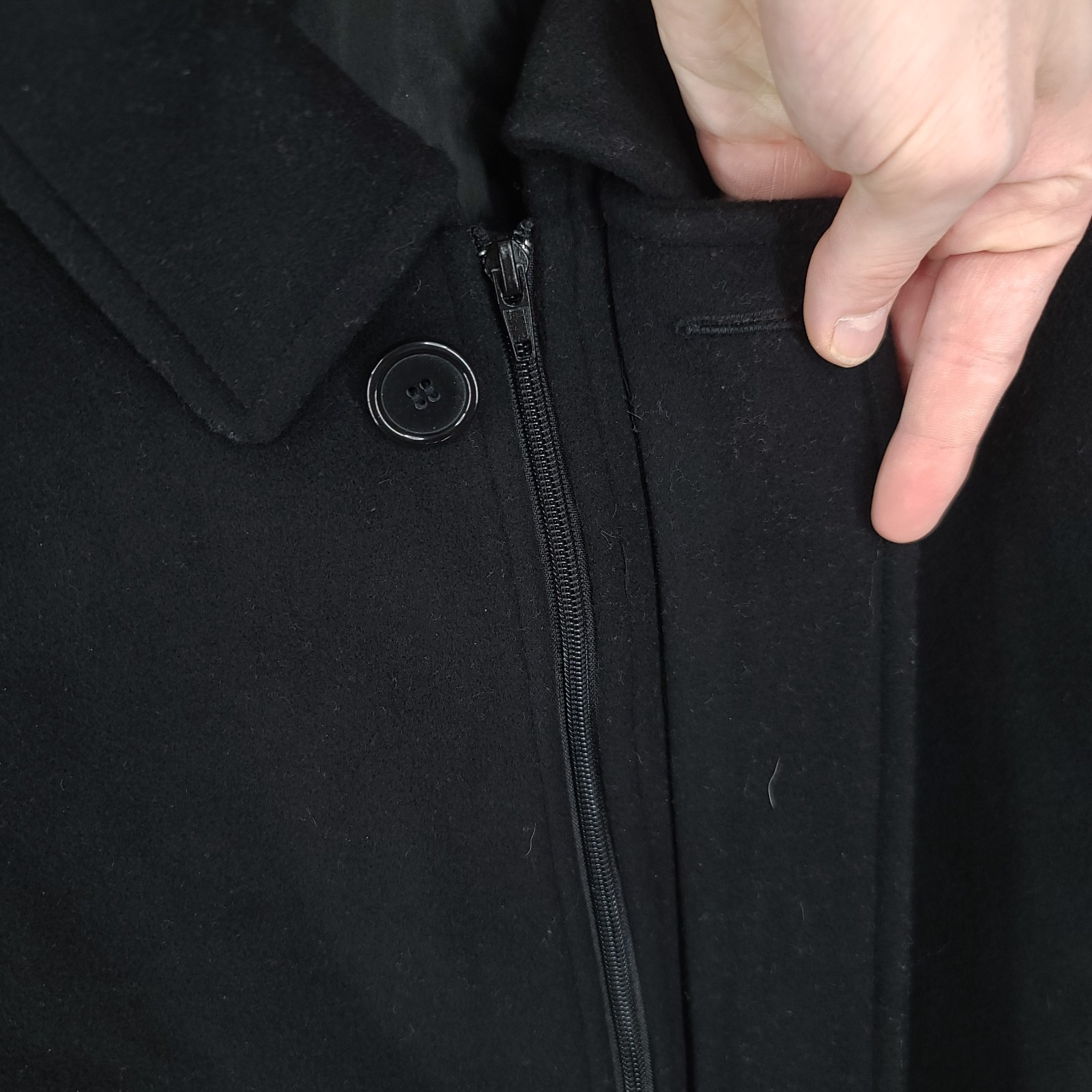 Valente Coat Mens 42 Long 75% Wool Cashmere Made In Italy Black Full Zip