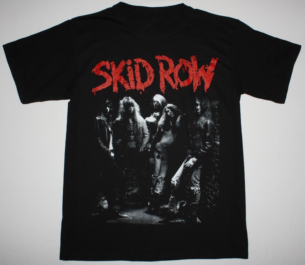 Vintage Skid Row Short Sleeve Cotton Black Men T-shirt S581