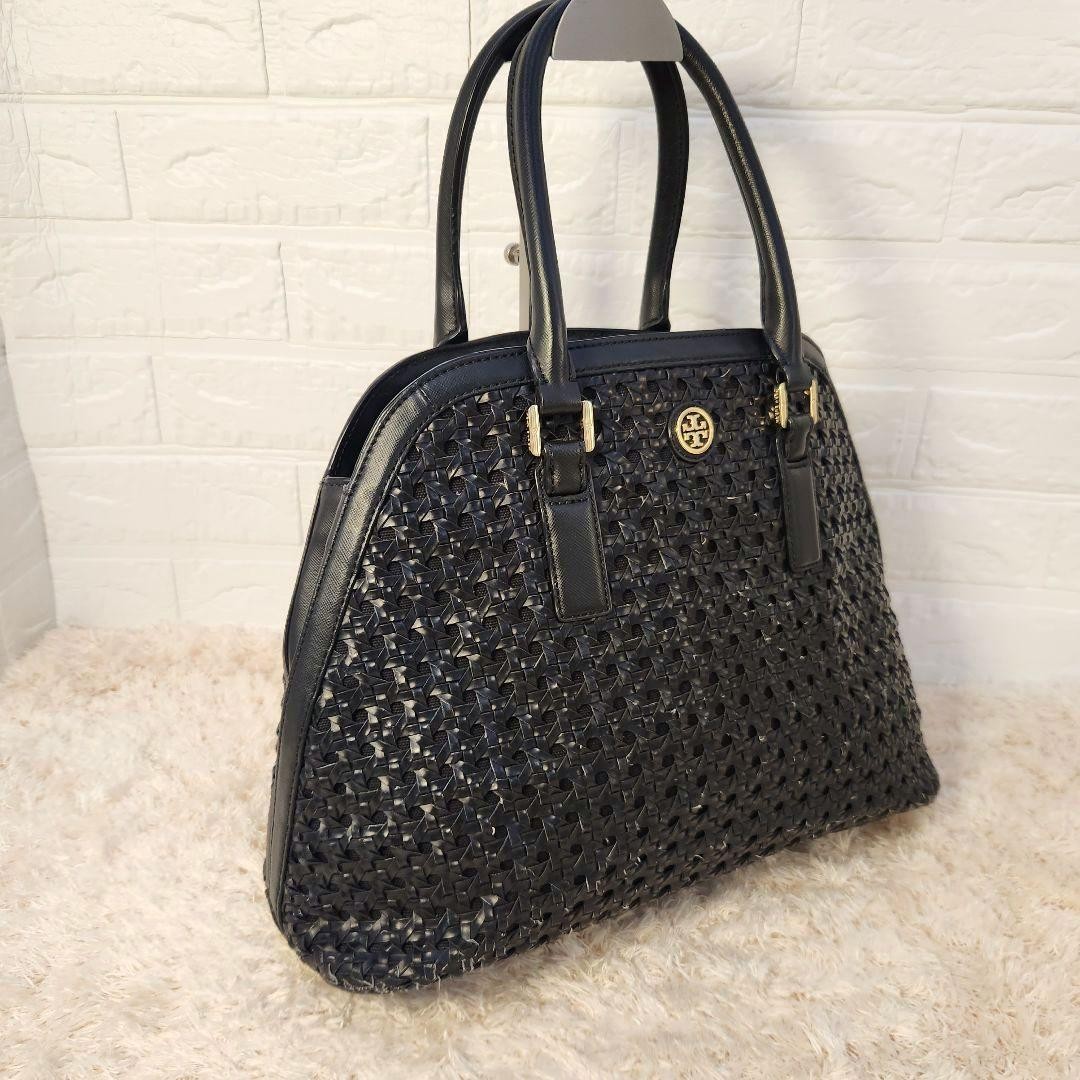 Good Condition Tory Burch Robinson Handbag Mesh Weave Black