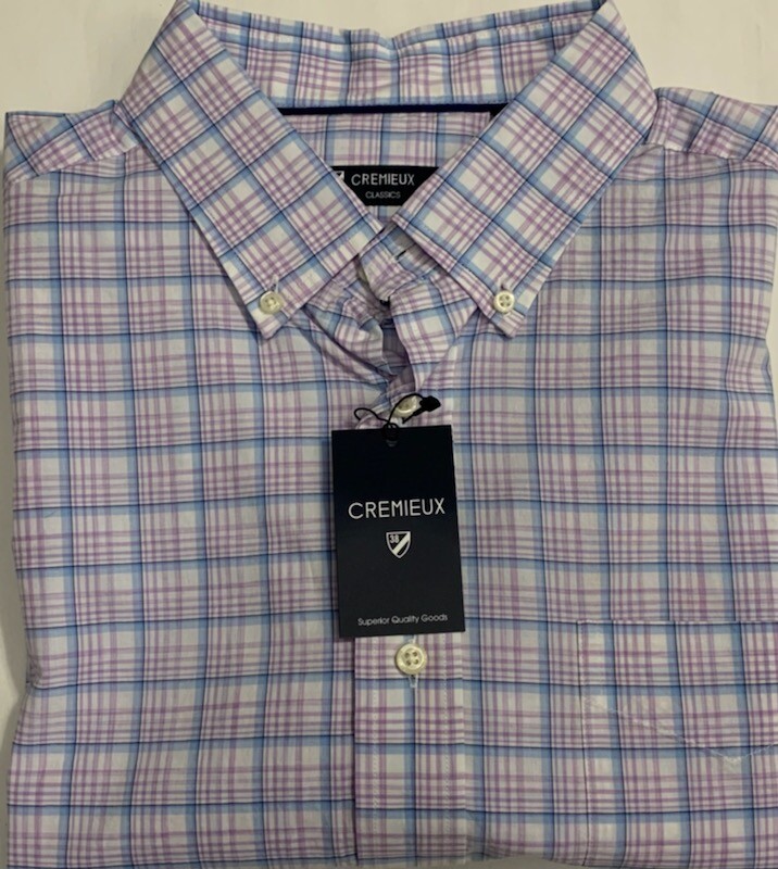 New Cremieux Men Casual Short Sleeve Shirt Viola Plaids Size XL $17.50