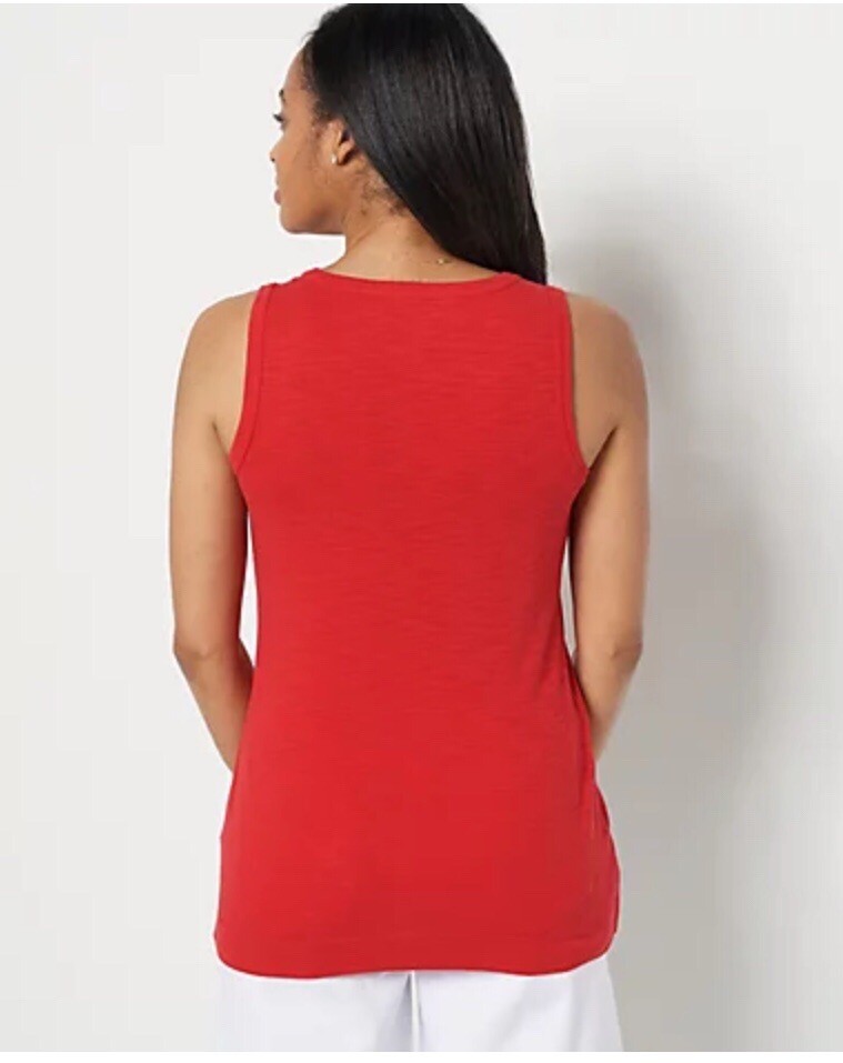 Encore by Idina Menzel Henley Tank Tee Red Rose Large A508779
