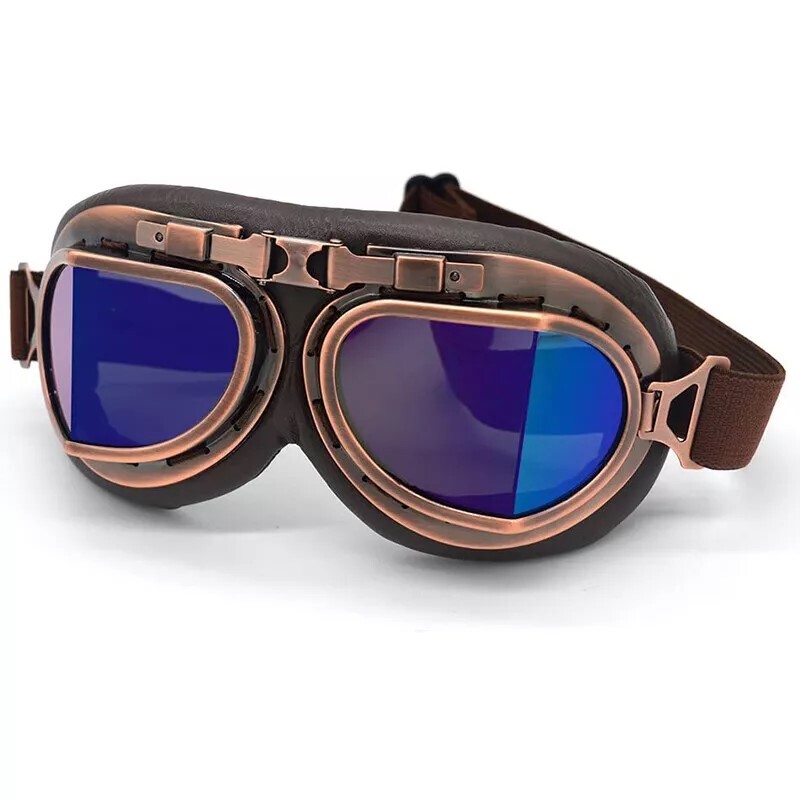Vintage Copper Frame Steampunk Motorcycle Goggles Sunglasses Retro Riding Travel