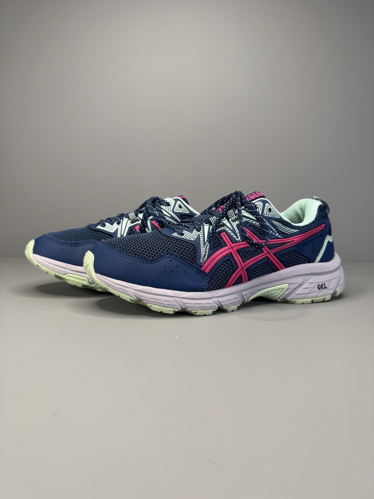 ASICS GEL Venture 8 Wide Women’s Running Shoes US 8 Blue Pink Mint