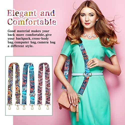 3 Pcs Purse Straps for Handbags Replacement Wide Shoulder Adjustable Colorful