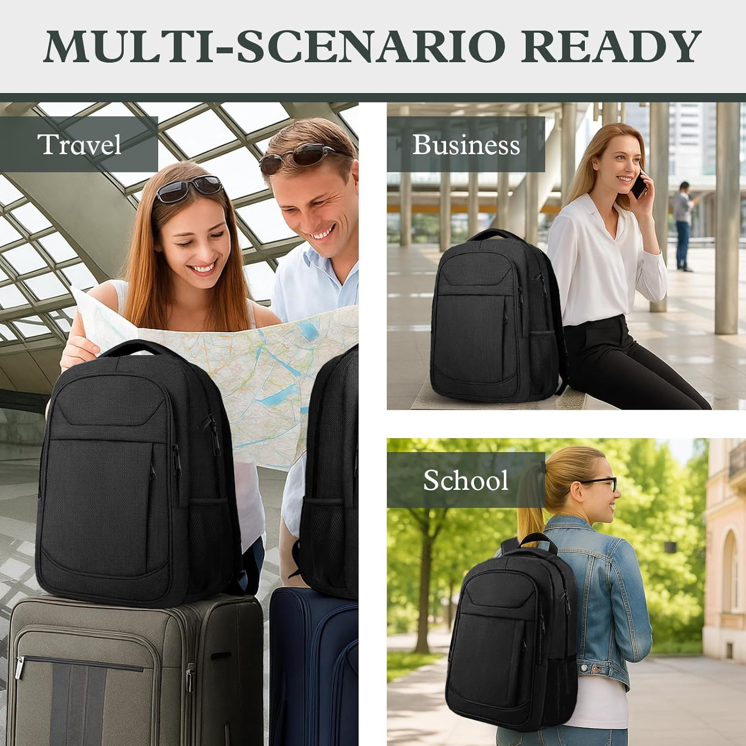 Travel Laptop Backpack 17 Inch, Sturdy Professional Travel Backpack for Men Wome