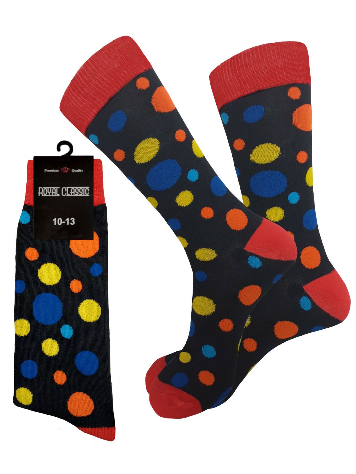 12 PK DRESS SOCKS FISRT QUALITY MULTI COLOR POLKA DOTS COTTON SOCKS 10-13