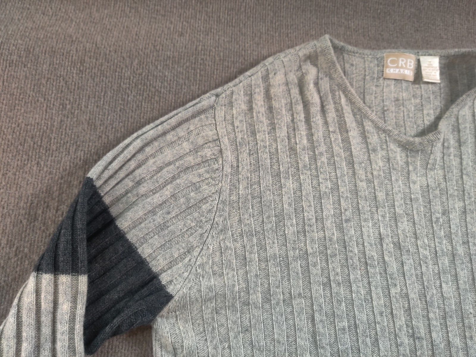 CRB Khakis Mens Medium Lambswool Acrylic Blend Pullover Sweater Gray V Neck