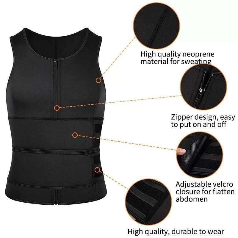 Mens Slimming Body Shaper Belly Chest Compression Vest Girdle T-Shirt Tank Top