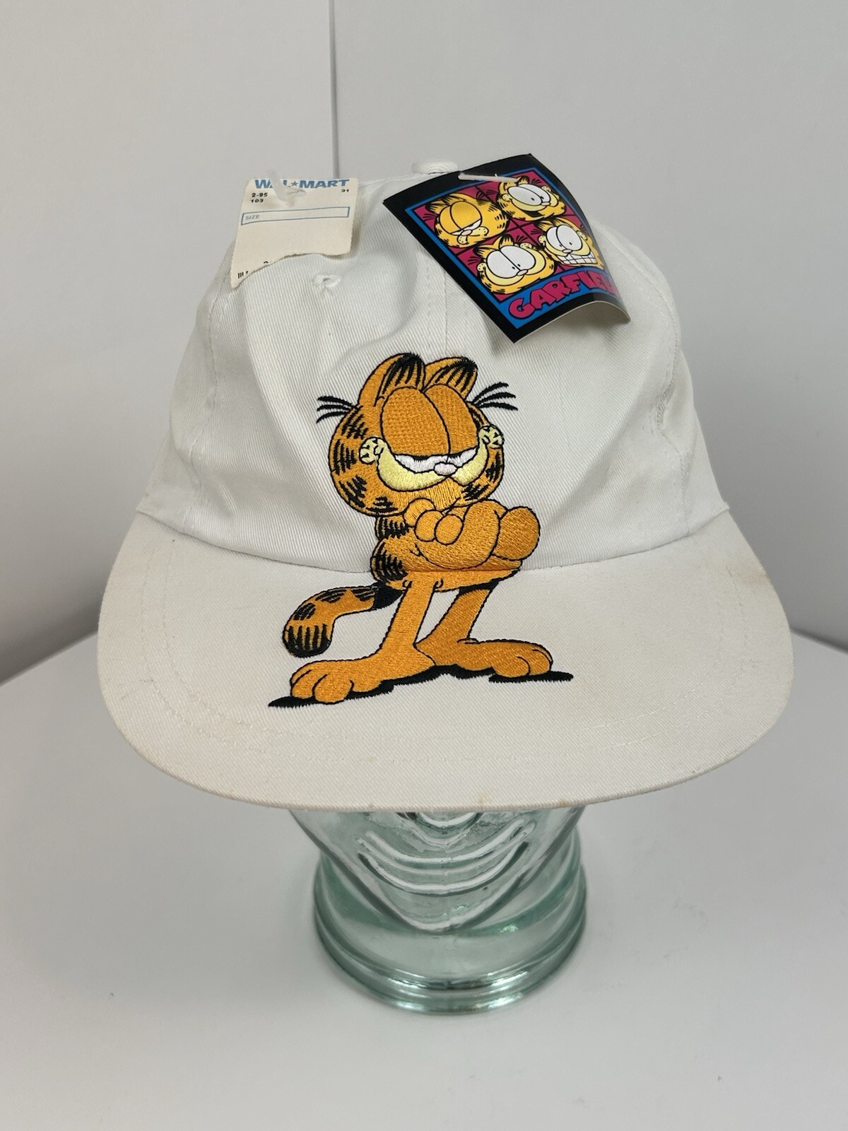 Vintage Garfield Hat Cap Snapback White Cat Cartoon Novelty 90s Paws With Tags