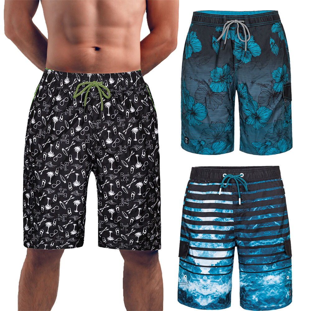 Beautiful Giant Men’s Striped Beach Vacation Swim Trunks Swimwear Board Shorts