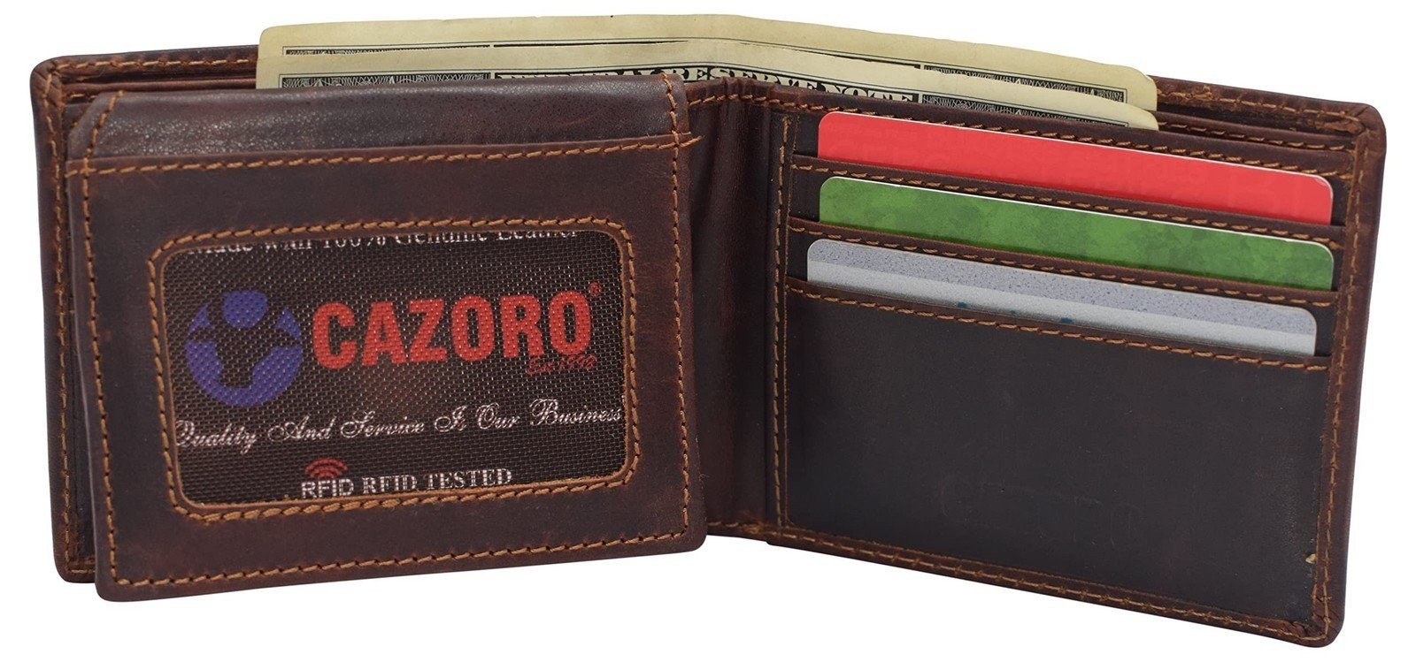 CAZORO Personalized Wallets Name Initials Men’s Vintage Leather RFID Blocking…