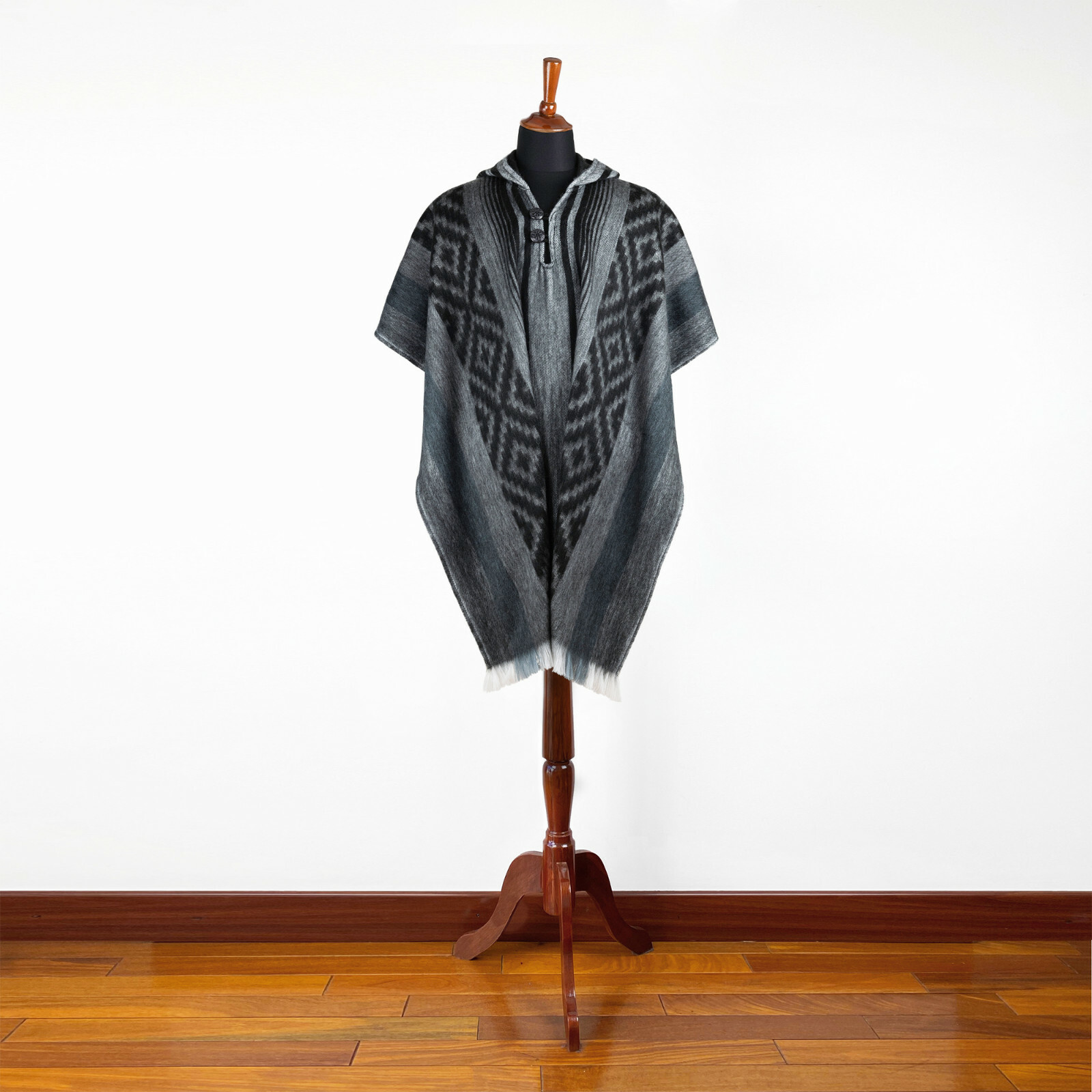Lightweight BABY ALPACA Wool Hooded Poncho Pullover UNISEX Handmade in Ecuador