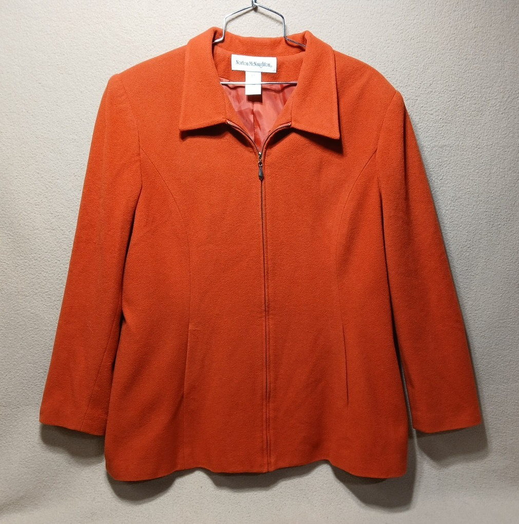 Norton McNaughton Jacket Size 12 Wool/Cashmere Full Zip Burnt Orange Soft A-Line