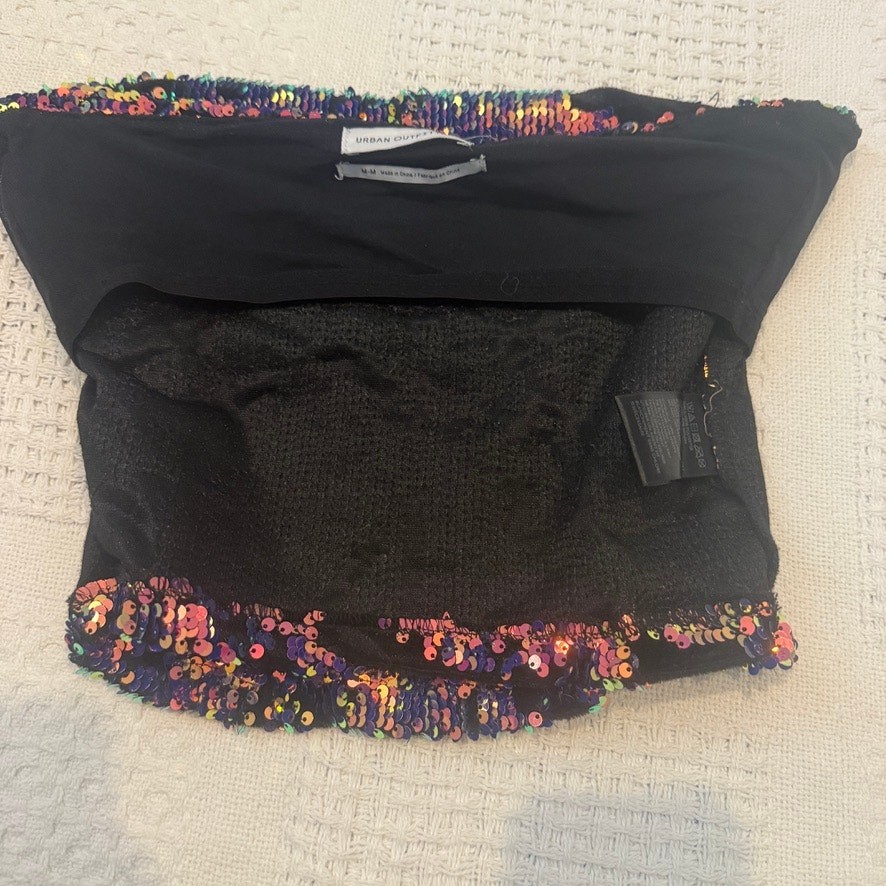 Urban Outfitters medium multicolor sequin velvet tube top TS 3289