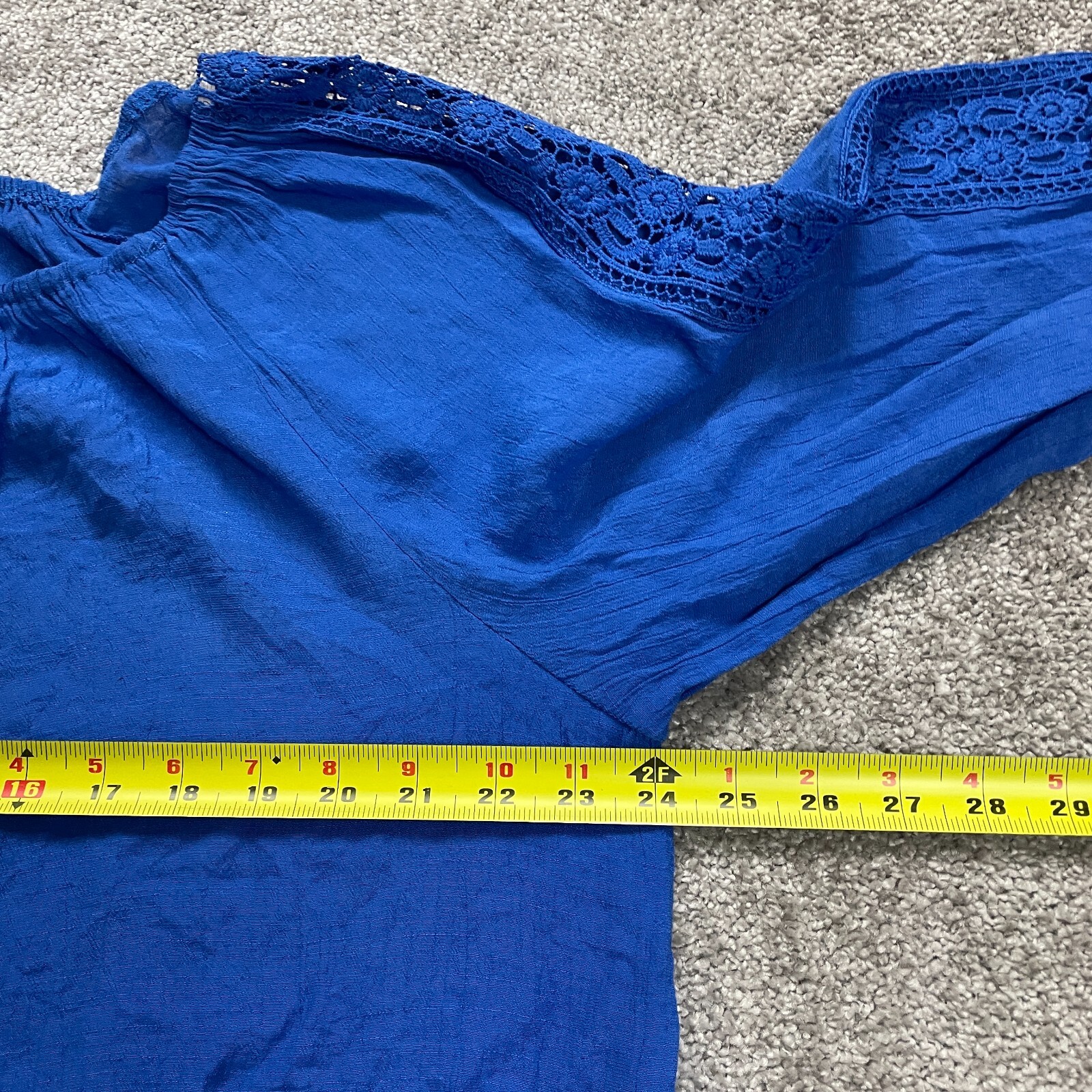 Unique Spectrum Off The Shoulder Blouse Womens 2Xl Royal Blue Flowy Casual Top