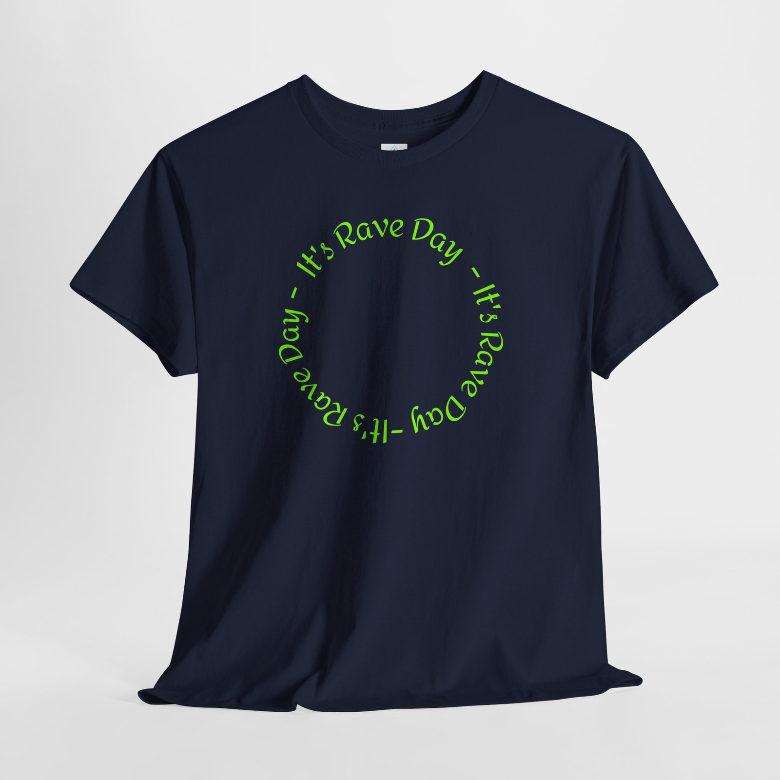Its Rave Day – Ring of Text T-Shirt Neon Green Circular Typography