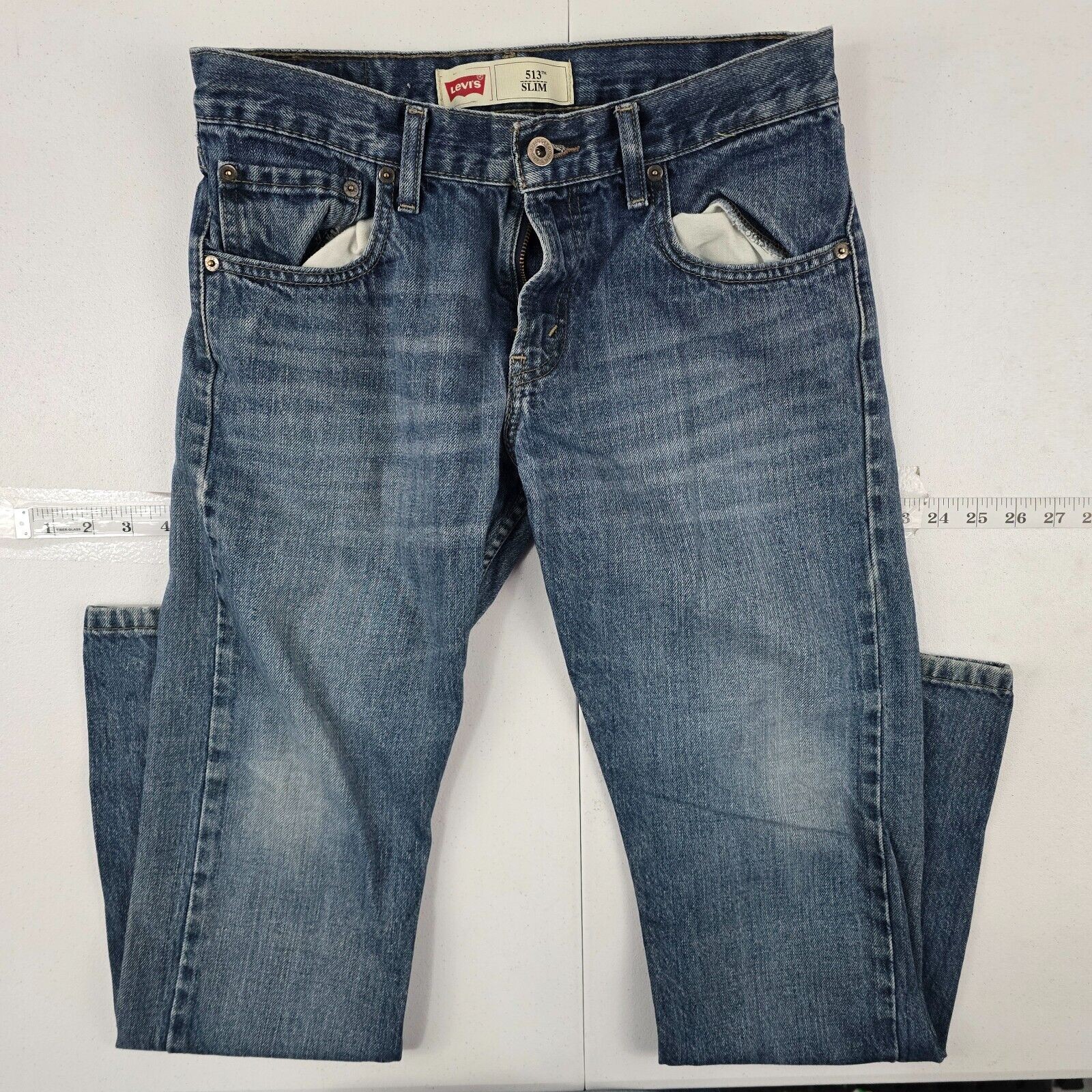 Levi’s 513 slim straight jeans boys 18 reg 29×29 blue denim 4929
