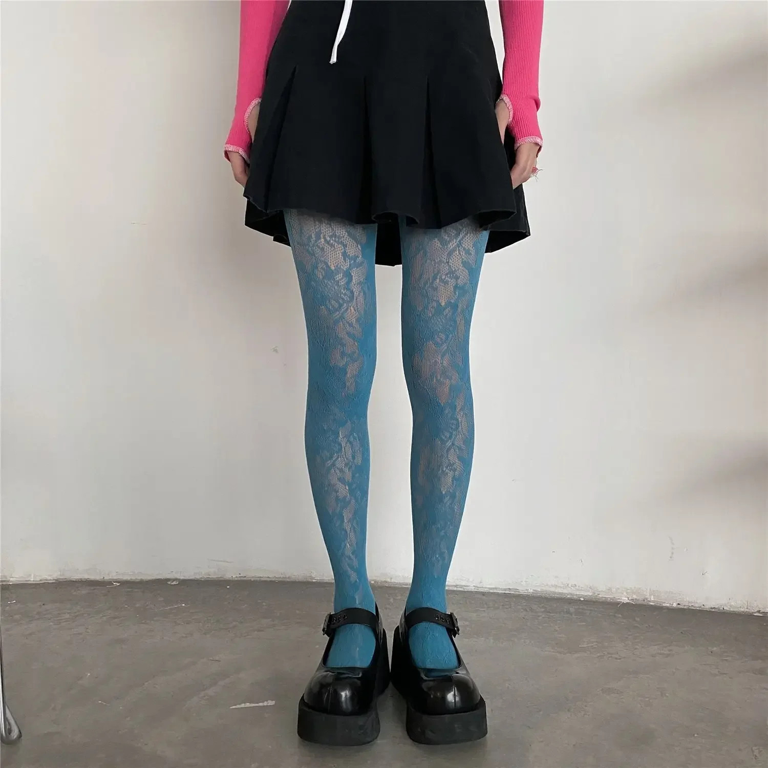 Women Sexy Flower Embroidery Mesh Hollow Out Stockings Fish Net Tights Pantyhose
